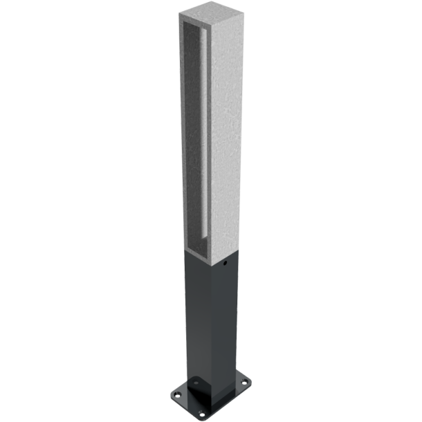 Ornamental bollard | square steel tube 70 x 70 mm | series 40731B | stationary, to be fixed by plugswith base plate 100 x 150 mm